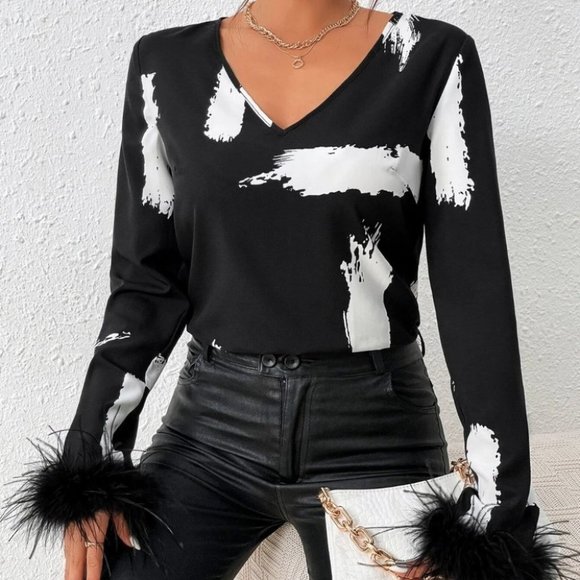 . Tops - Black And White Womens Blouse